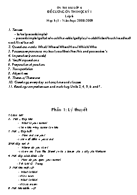 Đề ôn thi kỳ I môn Tiếng Anh Lớp 6